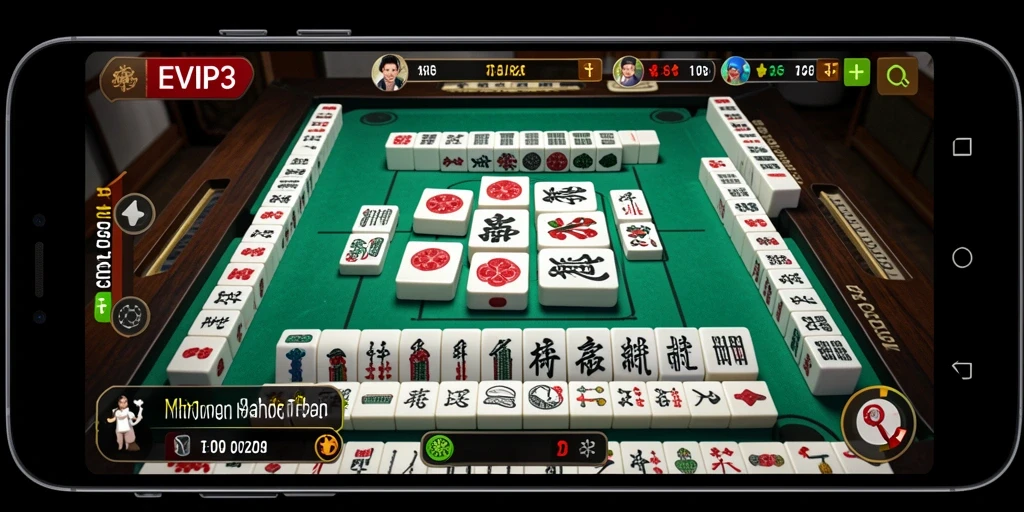 Screenshot gameplay EVIP3 menampilkan tantangan Mahjong seru.