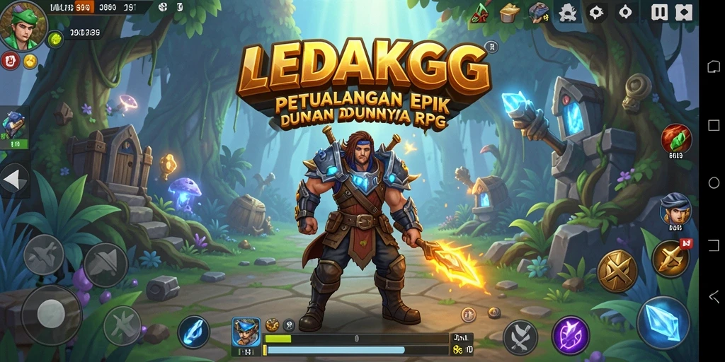 Tangkapan layar gameplay LEDAKGG menunjukkan aksi seru dalam pertarungan RPG.