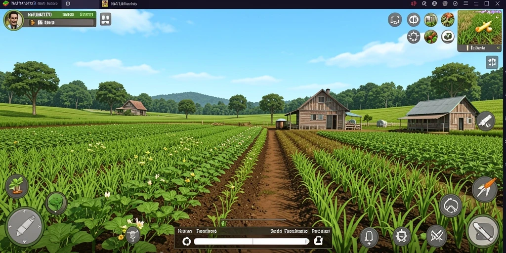 Gameplay menarik NATUNATOTO dengan suasana pertanian yang cerah.