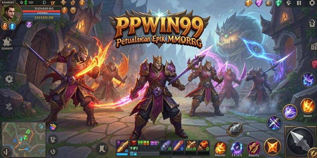 Screenshot gameplay PPWIN99 menampilkan pertarungan epik di dunia MMORPG.