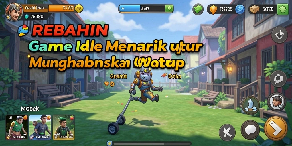 Tangkapan layar gameplay REBAHIN yang menunjukkan kemajuan dalam game Idle.